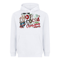 White I Run Hot Cocoa And Christmas Cheer Heavyweight Hoodie - CowhideDigitalArt