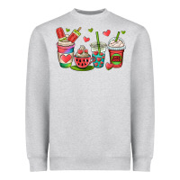 Heather Grey watermelon summer coffee cups Heavyweight Sweatshirt - OliviaCreatesArt
