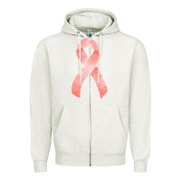 Oatmeal Heather uterine or endometrial cancer ribbon Zipper Hoodie - FaDigitalArtStudio