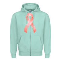 Seafoam uterine or endometrial cancer ribbon Zipper Hoodie - FaDigitalArtStudio