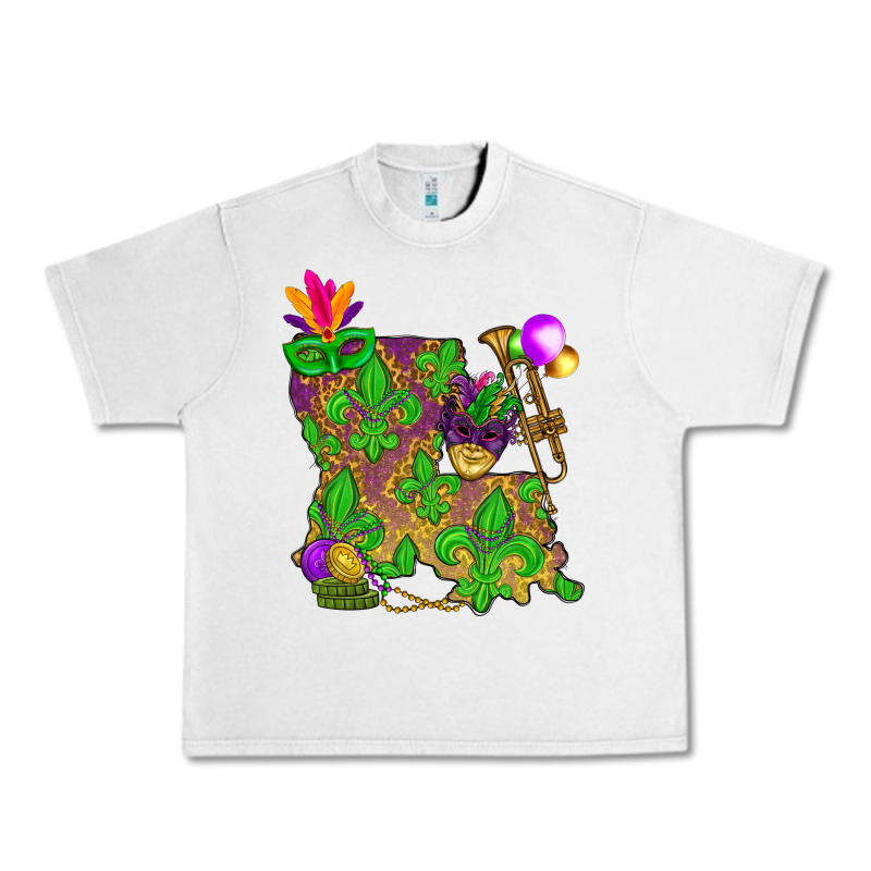 Louisiana Map Mardi Gras Urban Heavy Tee by NancyCooperArtShop | Teevron