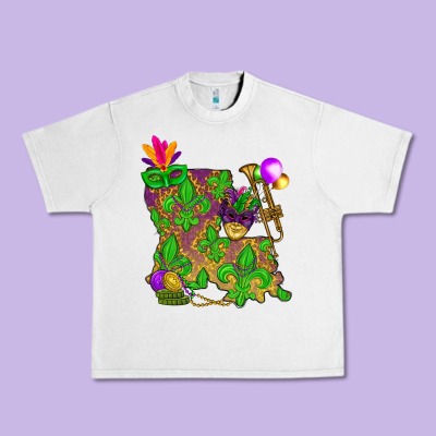 Louisiana Map Mardi Gras Urban Heavy Tee Designed By Nancycooperartshop