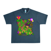 Midnight Navy Louisiana map Mardi Gras Urban Heavy Tee - NancyCooperArtShop