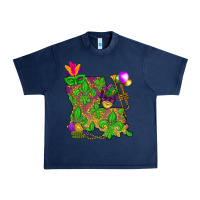Navy Louisiana map Mardi Gras Urban Heavy Tee - NancyCooperArtShop