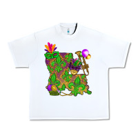 White Louisiana map Mardi Gras Urban Heavy Tee - NancyCooperArtShop