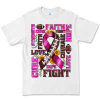 White breast cancer american football ribbon love cure fight bbs Premium Tee - BundleAndBundleShop