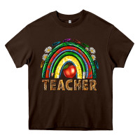 Chocolate Brown rainbow teacher Heavy Core Tee - NancyCooperArtShop