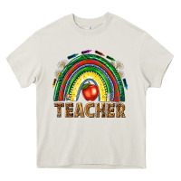 Cream rainbow teacher Heavy Core Tee - NancyCooperArtShop
