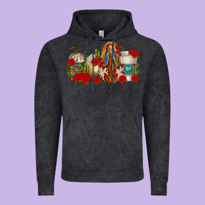 Lady Of Guadalupe Coffee Cups Vintage Hoodie Designed By Texasbilliewilder