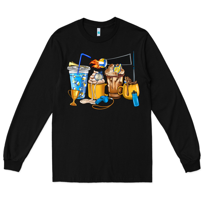 Volleyball Coffee Cups Long Sleeve Tee by HowdyJamesFarm | Teevron
