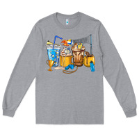 Heather Grey Volleyball coffee cups Long Sleeve Tee - HowdyJamesFarm