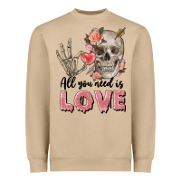 Mushroom Skull all you need is love Heavyweight Sweatshirt - FaDigitalArtStudio