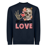 Navy Skull all you need is love Heavyweight Sweatshirt - FaDigitalArtStudio