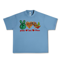 Pebble Blue Peace Love Mexico Urban Heavy Tee - texasbilliewilder