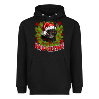 Black meowy christmas Heavyweight Hoodie - CowhideDigitalArt