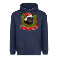 Navy meowy christmas Heavyweight Hoodie - CowhideDigitalArt