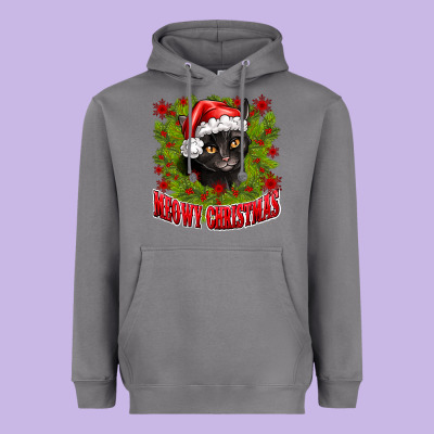 Meowy Christmas Heavyweight Hoodie Designed By Cowhidedigitalart