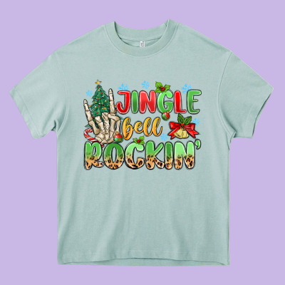 Jingle Bell Rockin' Heavy Core Tee Designed By Maliassmallbusiness