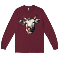 Burgundy Cow Long Sleeve Tee - HowdyJamesFarm