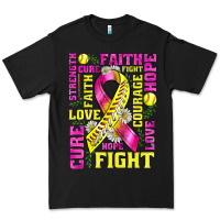 Black breast cancer softball ribbon love cure fight bbs Premium Tee - BundleAndBundleShop