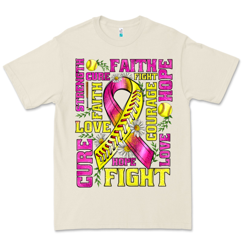 Breast Cancer Softball Ribbon Love Cure Fight Bbs Premium Tee by BundleAndBundleShop | Teevron
