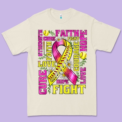 Breast Cancer Softball Ribbon Love Cure Fight Bbs Premium Tee Designed By Bundleandbundleshop
