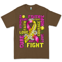 Cacao breast cancer softball ribbon love cure fight bbs Premium Tee - BundleAndBundleShop