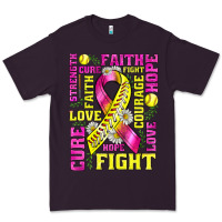 Plum breast cancer softball ribbon love cure fight bbs Premium Tee - BundleAndBundleShop