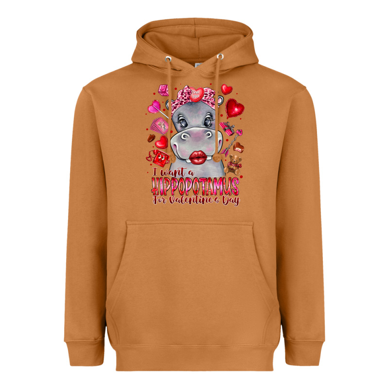 I Want Hippopotamus For Valentines Day Heavyweight Hoodie by CowhideDigitalArt | Teevron