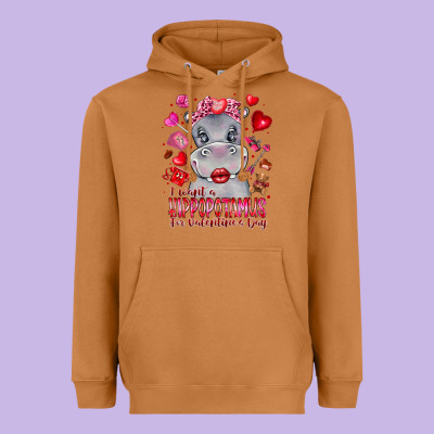 I Want Hippopotamus For Valentines Day Heavyweight Hoodie Designed By Cowhidedigitalart