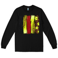Black Softball brushstroke Long Sleeve Tee - HowdyJamesFarm