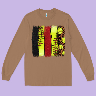 Softball Brushstroke Long Sleeve Tee Designed By Howdyjamesfarm