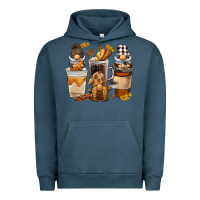 Pigment Midnight Navy Coffee gnome Urban Hoodie - BarkalooDesign