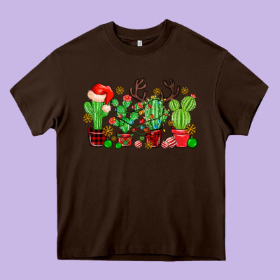 Christmas Cactus Heavy Core Tee Designed By Maliassmallbusiness