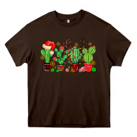 Chocolate Brown christmas cactus Heavy Core Tee - MaliasSmallBusiness