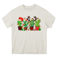 Cream christmas cactus Heavy Core Tee - MaliasSmallBusiness