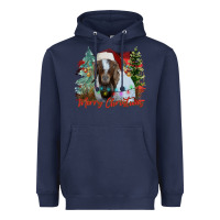 Navy merry Christmas goat Heavyweight Hoodie - CowhideDigitalArt