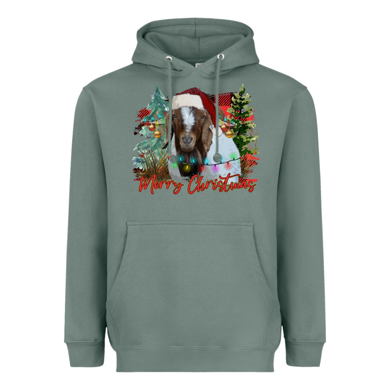 Merry Christmas Goat Heavyweight Hoodie by CowhideDigitalArt | Teevron