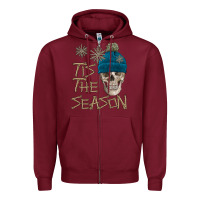 Burgundy skull tis the season winter Zipper Hoodie - FaDigitalArtStudio