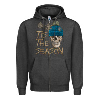 Charcoal Heather skull tis the season winter Zipper Hoodie - FaDigitalArtStudio
