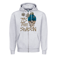 Heather Grey skull tis the season winter Zipper Hoodie - FaDigitalArtStudio