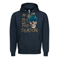 Navy skull tis the season winter Zipper Hoodie - FaDigitalArtStudio