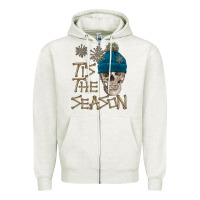 Oatmeal Heather skull tis the season winter Zipper Hoodie - FaDigitalArtStudio