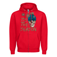 Red skull tis the season winter Zipper Hoodie - FaDigitalArtStudio