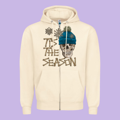Skull Tis The Season Winter Zipper Hoodie Designed By Fadigitalartstudio