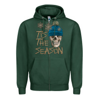 Sports Green skull tis the season winter Zipper Hoodie - FaDigitalArtStudio