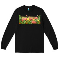 Black flamingos with sunset Long Sleeve Tee - TumblerDesignByShophia