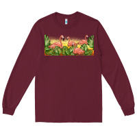 Burgundy flamingos with sunset Long Sleeve Tee - TumblerDesignByShophia