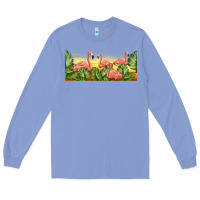 Colony Blue flamingos with sunset Long Sleeve Tee - TumblerDesignByShophia