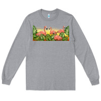 Heather Grey flamingos with sunset Long Sleeve Tee - TumblerDesignByShophia